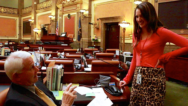 Student Courtney with Representative McIff at Utah State Capital