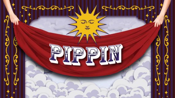 Decorative image of a stage with a banner displaying the name 'Pippin'.