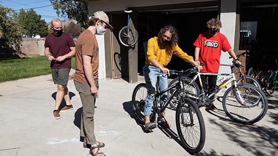 Two students open T-Bird Bikes