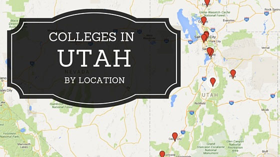 Poster reading "Colleges in utah by location"