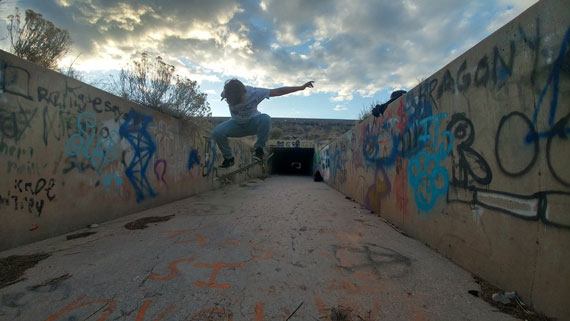 skater in sheep tunnels