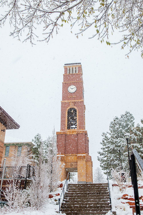 snowy bell tower