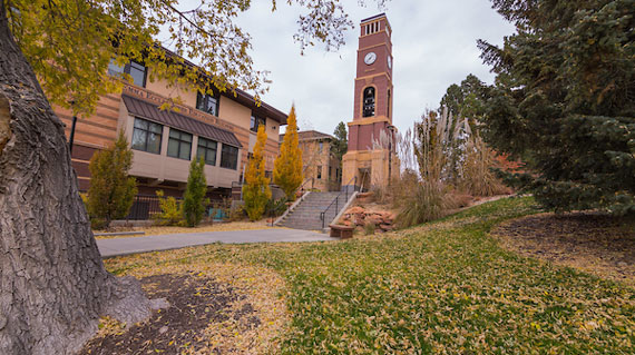 SUU Bell tower in the fall
