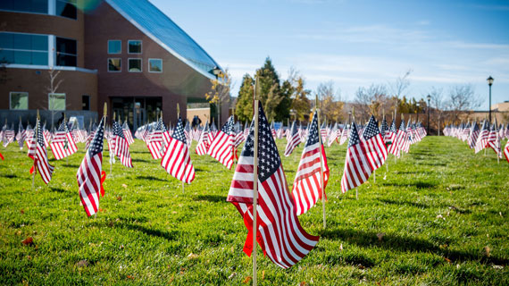 Flags on campus