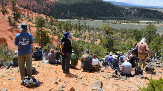 Geology students at a national park