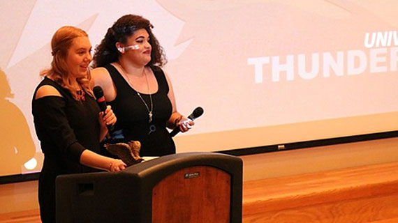 Students presenting at the Thunderbird Film Festival 