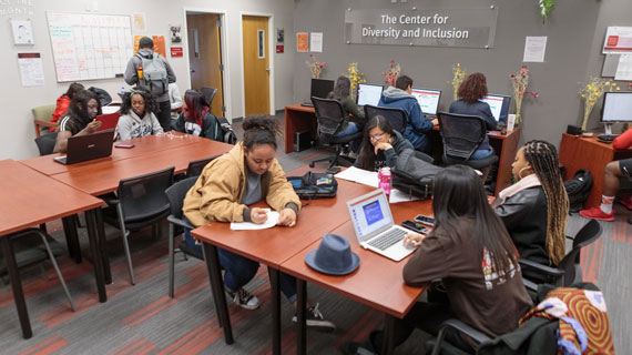 Students using the Center for Diversity and Inclusion