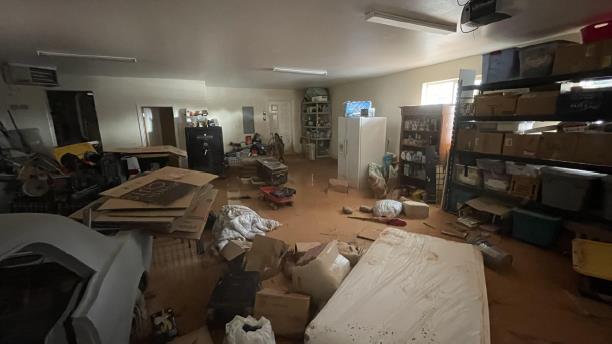 interior of the flooded house