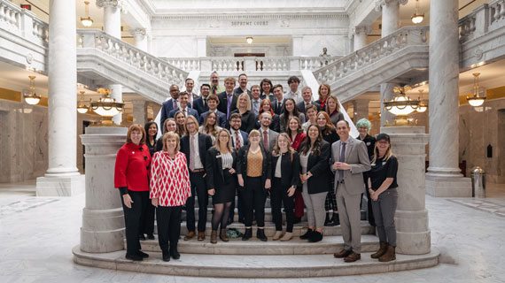 Students, staff, and employees of SUU at the Utah Capitol Building during SUU's Day on the Hill event