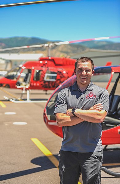 Helicopter pilot student at SUU