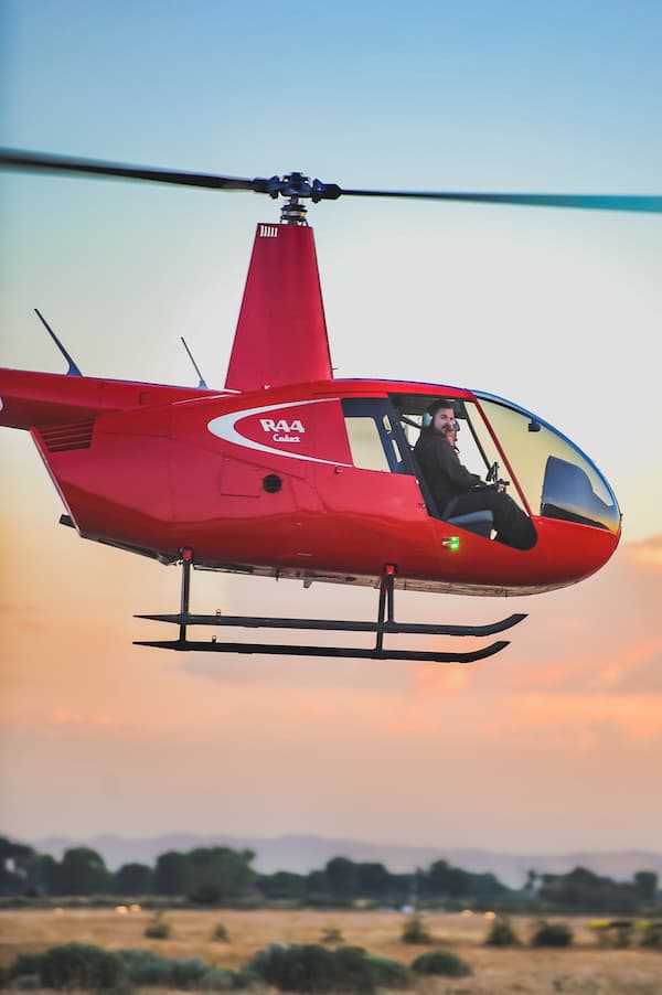 Aviation student flying a helicopter