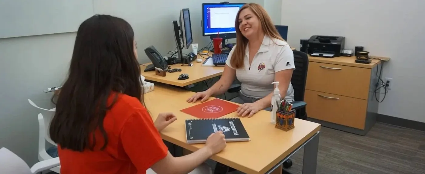 A student receiving help at SUU Career Services