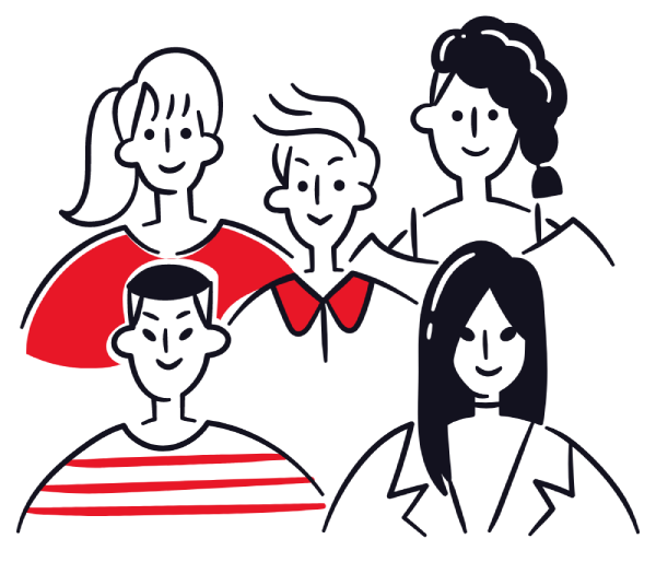Illustration of various people smiling