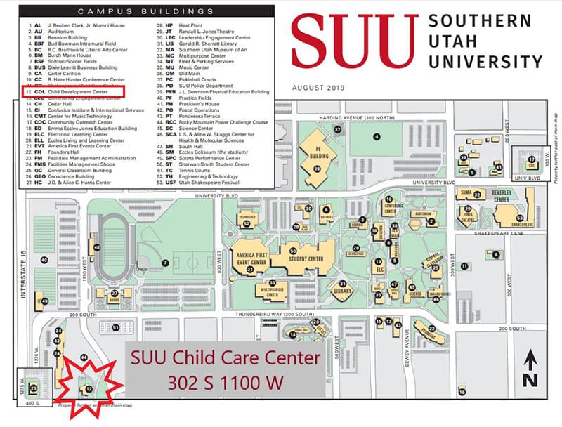 Map with child care center highlighted