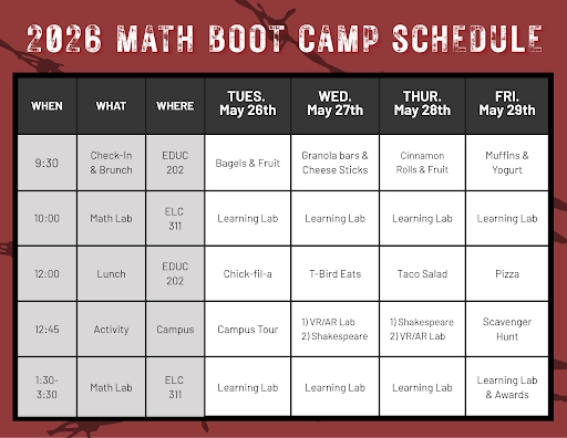 CE Math Bootcamp Calendar