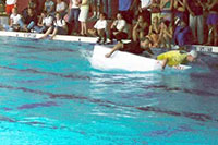 Students paddling boat