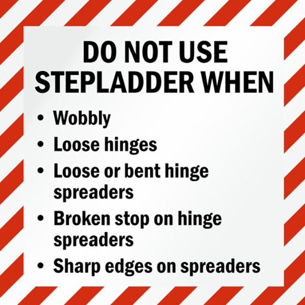 Stepladder warning label