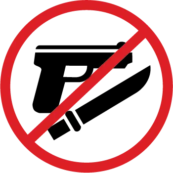 No Weapons (unless expressly allowed by state law)