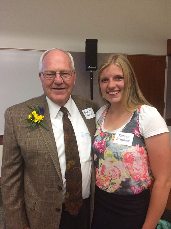 Gary Giles with scholarship recipient Korryn Brindley