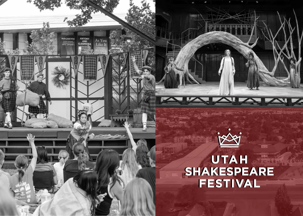 Utah Shakespeare Festival actors performing in different productions. 