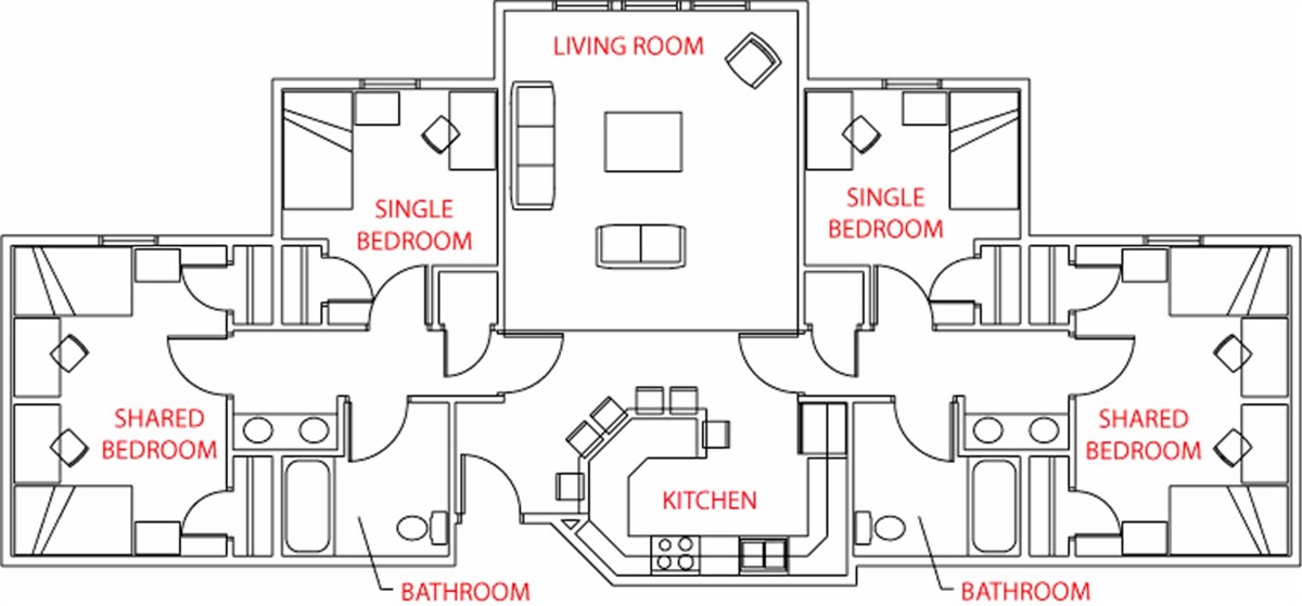 Four-room apartment floor plan 1
