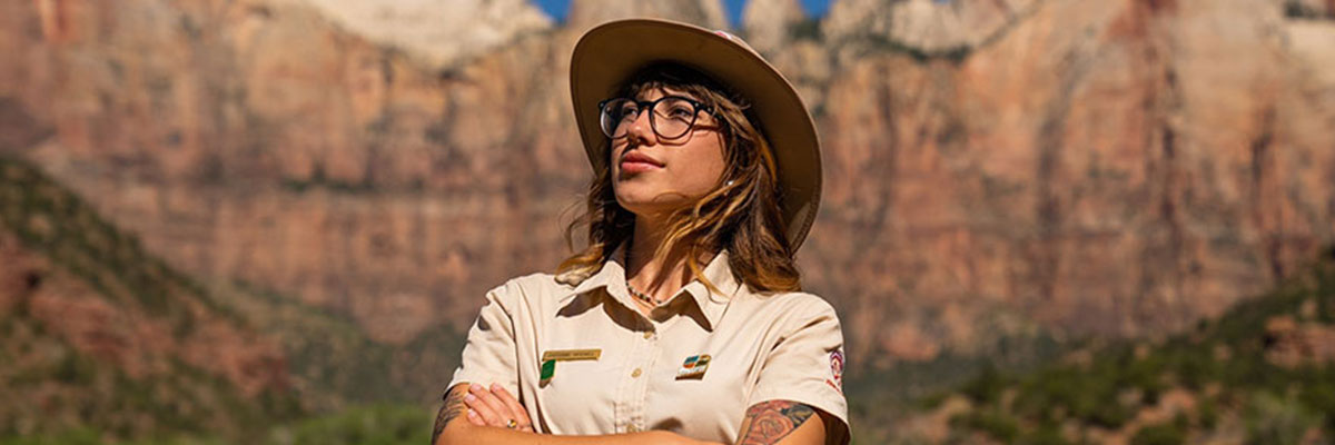2022 Photo of the Year: "A Ranger Moment" at Zion National Park by Cheyenne Mitchell, an Interpretation Intern of the IIC