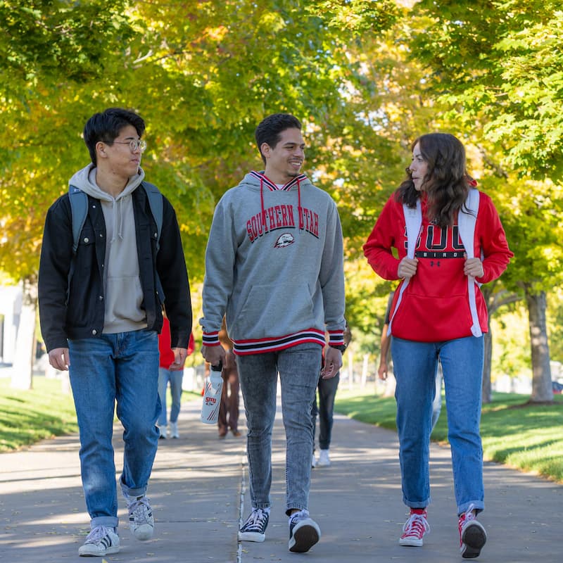 International students walking together