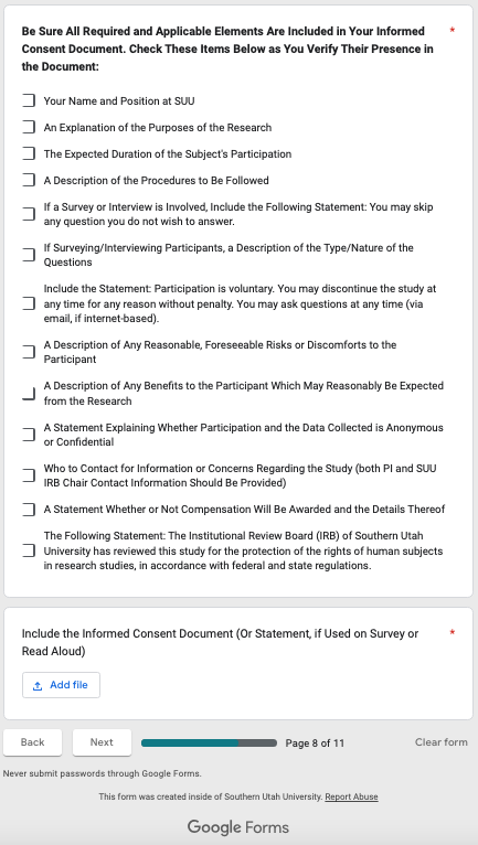 Section 8b Informed Consent Checklist and Doc