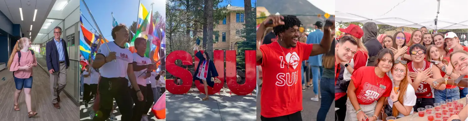 Collage of international students at different events on SUU's campus