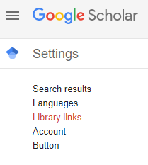 Library links menu to connect Google scholar account with SUU