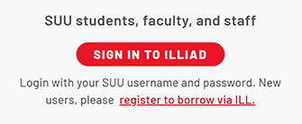Login to ILLiad as SUU student, faculty, or staff