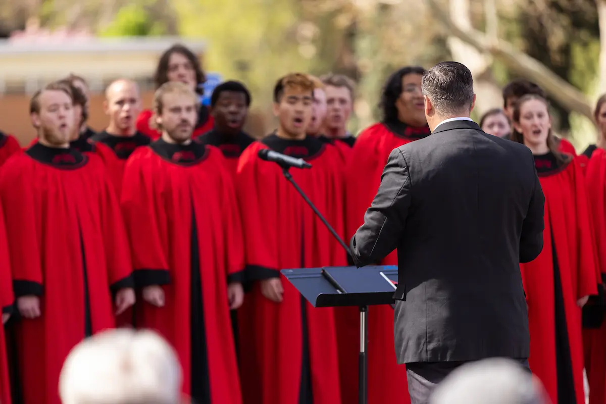 Singers performing at the groundbreaking for the SUU Music Center