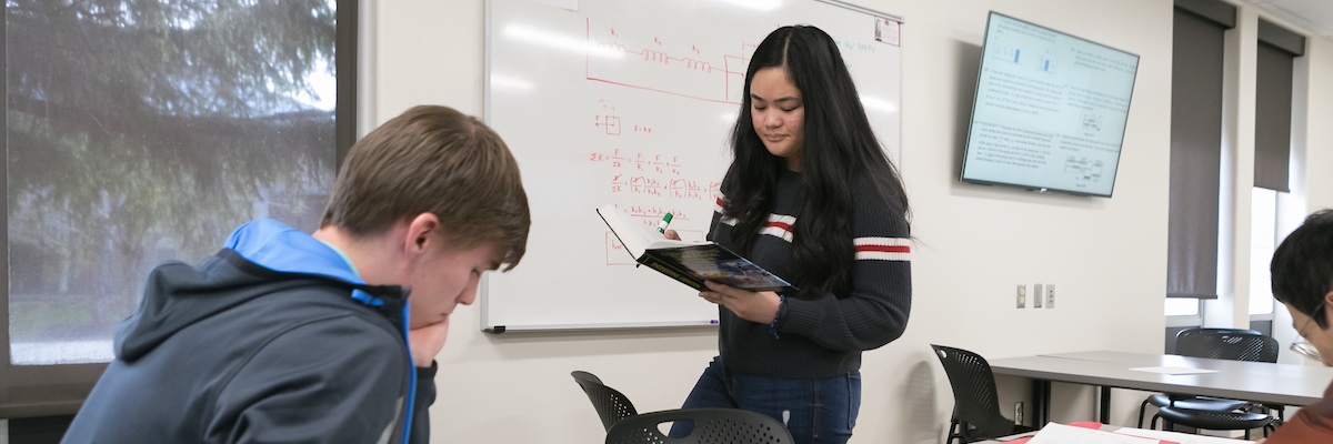 SUU students studying math in a classroom