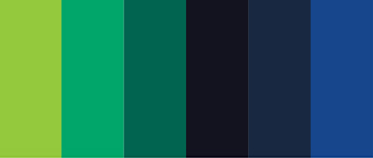 image of the cool color shades in SUU's approved color pallet