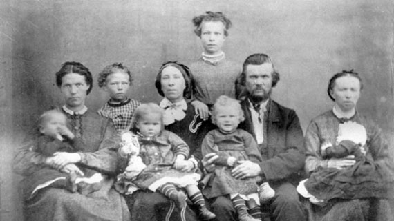 The Unthank family, with Nellie pictured on the far left.