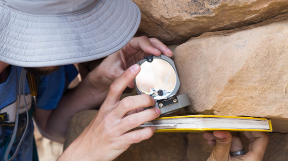 Geology in Utah, student using geological equipment