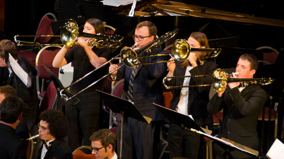Students performing in jazz ensemble concert