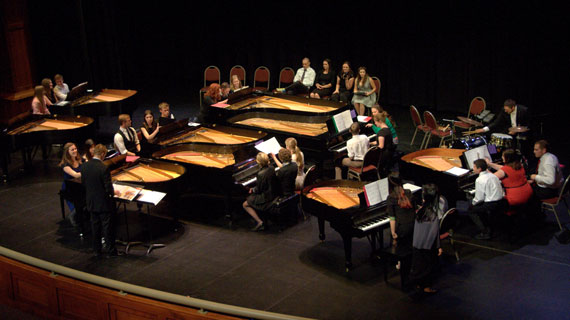 Students performing in the 2017 SUU Piano Monster Christmas Concert