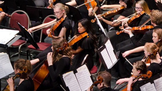 Student performers in an orchestra concert