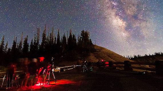 telescope with stars at night