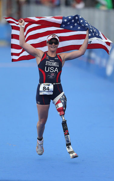 Melissa Stockwell competing as a para-triathlete