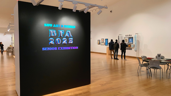 The entrance of SUMA's gallery, showing the 2023 BFA Exhibition.