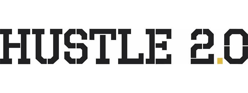 Hustle 2.0 Program Logo with black block letters