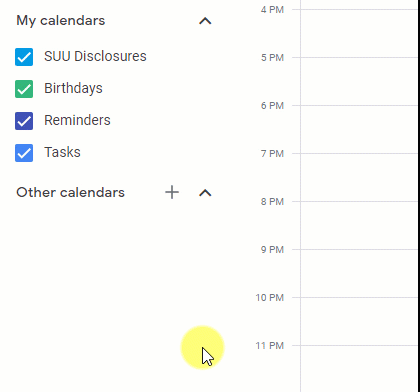 Looping gif showing a user selecting the plus sign next to Add calendar and then selecting Subscribe to calendar