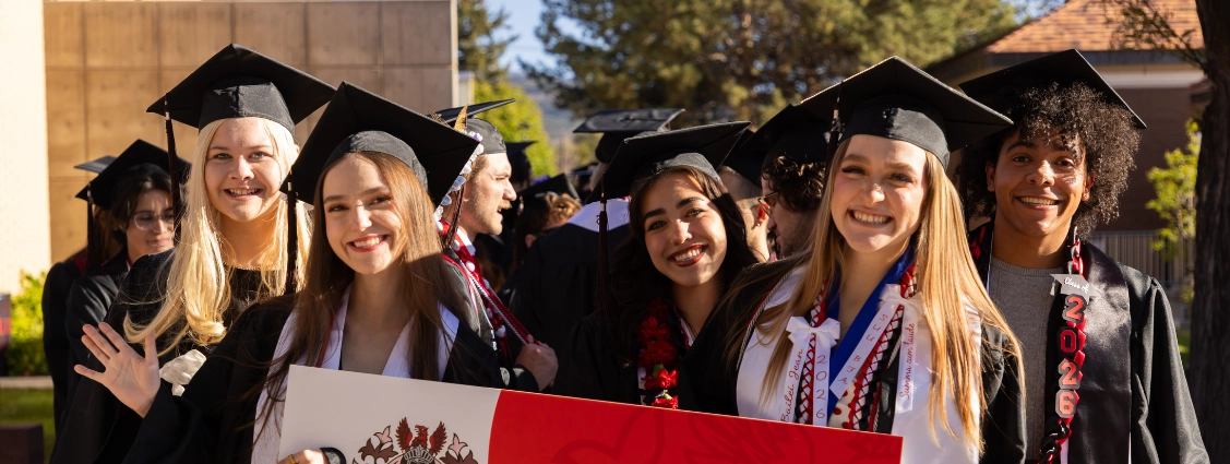 Photo of 2026 CPVA graduates at the lineup for the graduation procession.