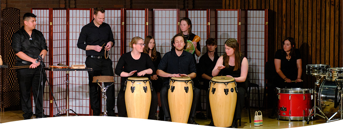 Photo of SUU percussionists.