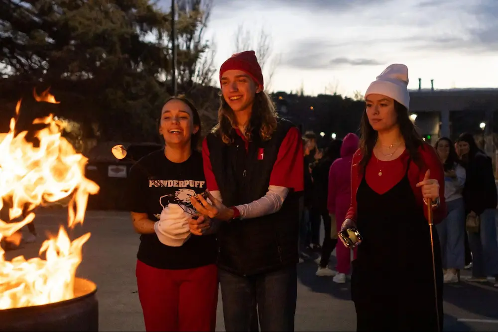 Students around a fire