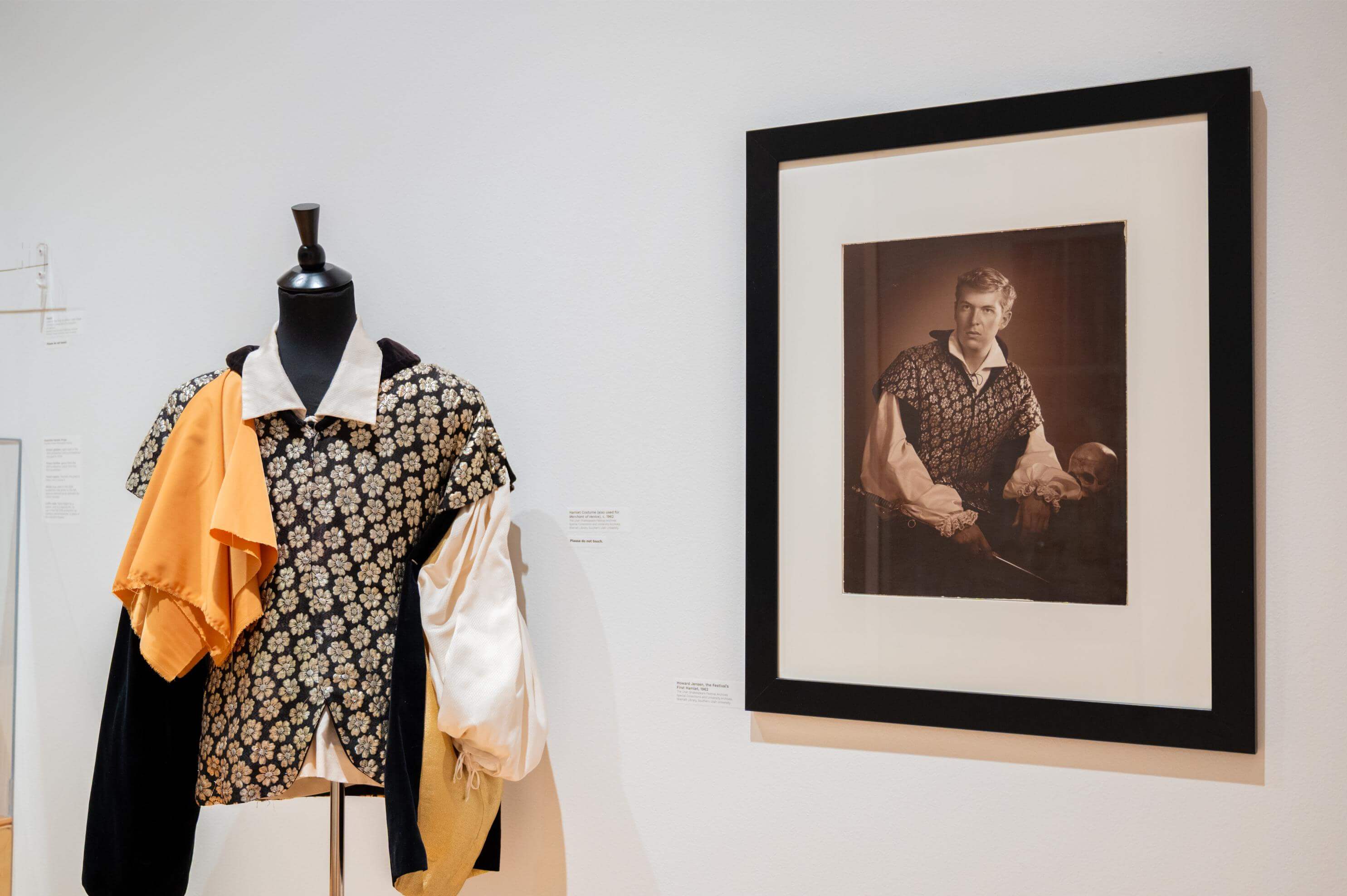 The costume and photo of the first Hamlet performed at Utah Shakespeare Festival in 1962.