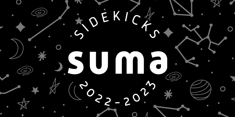 Comic book style banner displaying the title SUMA Sidekicks