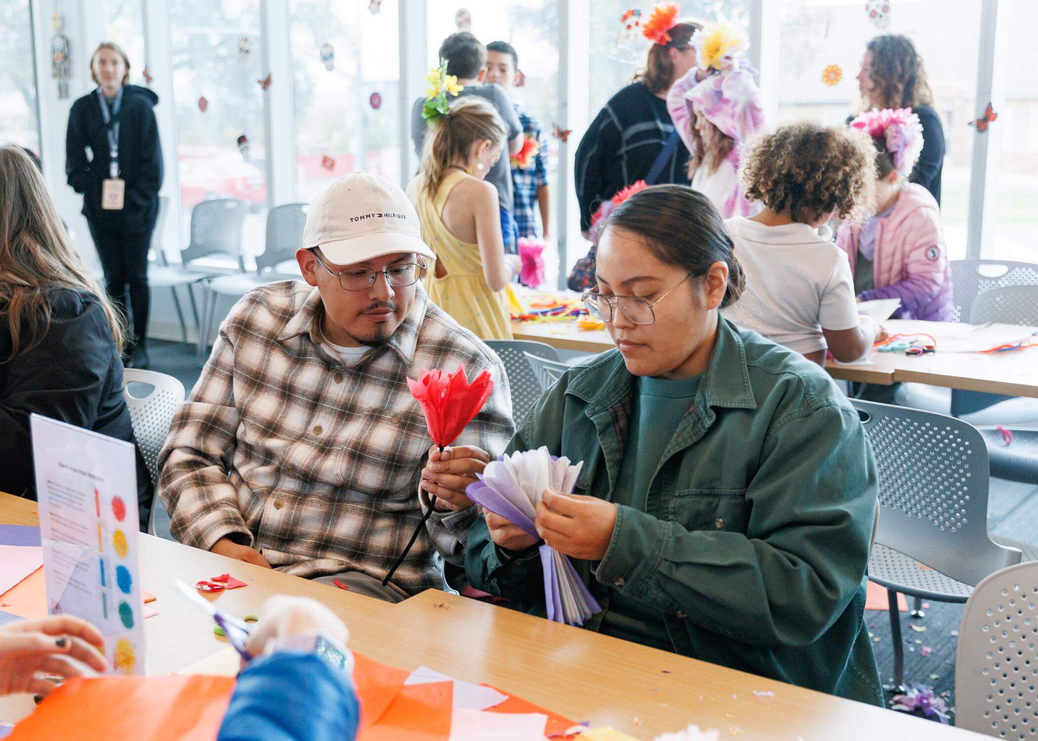 Making Paper Marigolds at Day of the Dead 